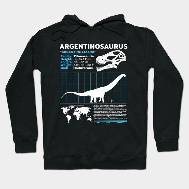 Argentinosaurus data sheet Hoodie by NicGrayTees
